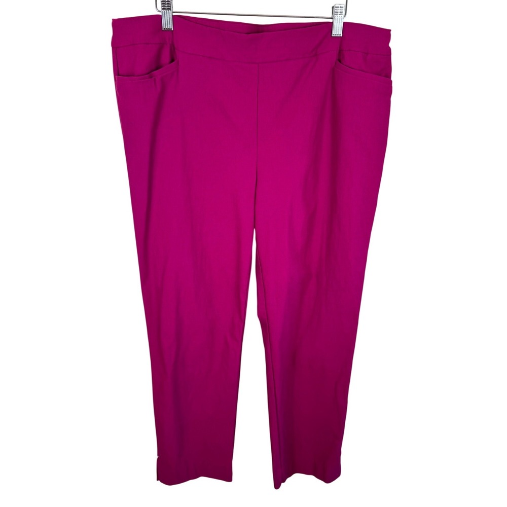 Chicos Magenta Pink Pull On Ankle Pants Womens Size 3 US 16 Slim Leg Career